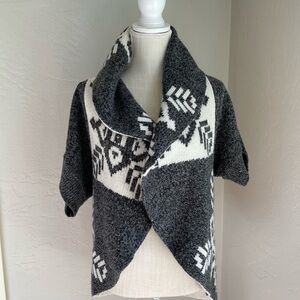 Express Open Front Short Wool Blend Cardigan with Westend Print‎ Size: S